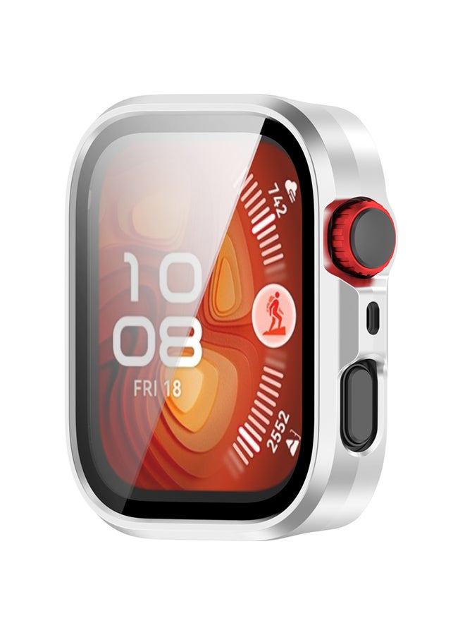 SJet Huawei Watch Fit 4 Case Hard PC Case with Tempered Glass Screen Protectors Full Protective Cover(Silver)  - Image 3