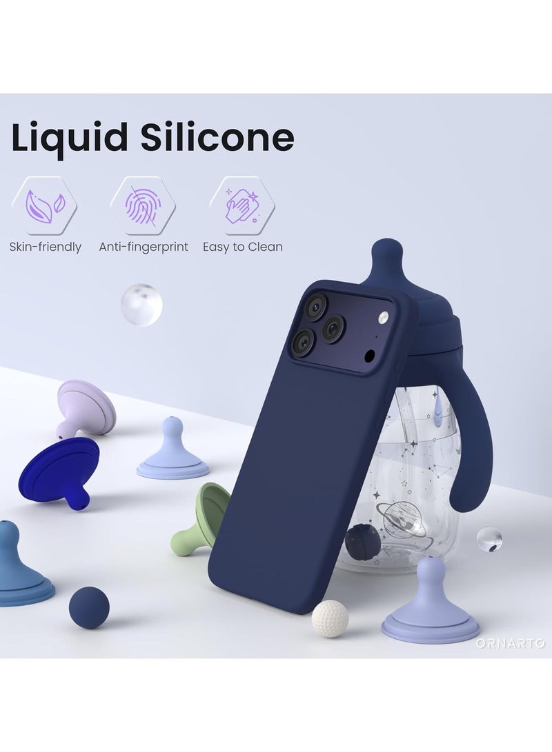 Mismo Premium Silicone Case for iPhone 17 Pro Max – Soft Touch Shockproof Protective Cover with Camera Protection, Microfiber Lining Anti-Fingerprint Anti-Scratch Finish Case - Dark Blue - Image 3