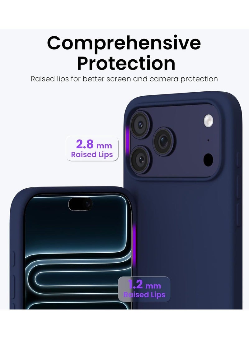 Mismo Premium Silicone Case for iPhone 17 Pro Max – Soft Touch Shockproof Protective Cover with Camera Protection, Microfiber Lining Anti-Fingerprint Anti-Scratch Finish Case - Dark Blue - Image 2