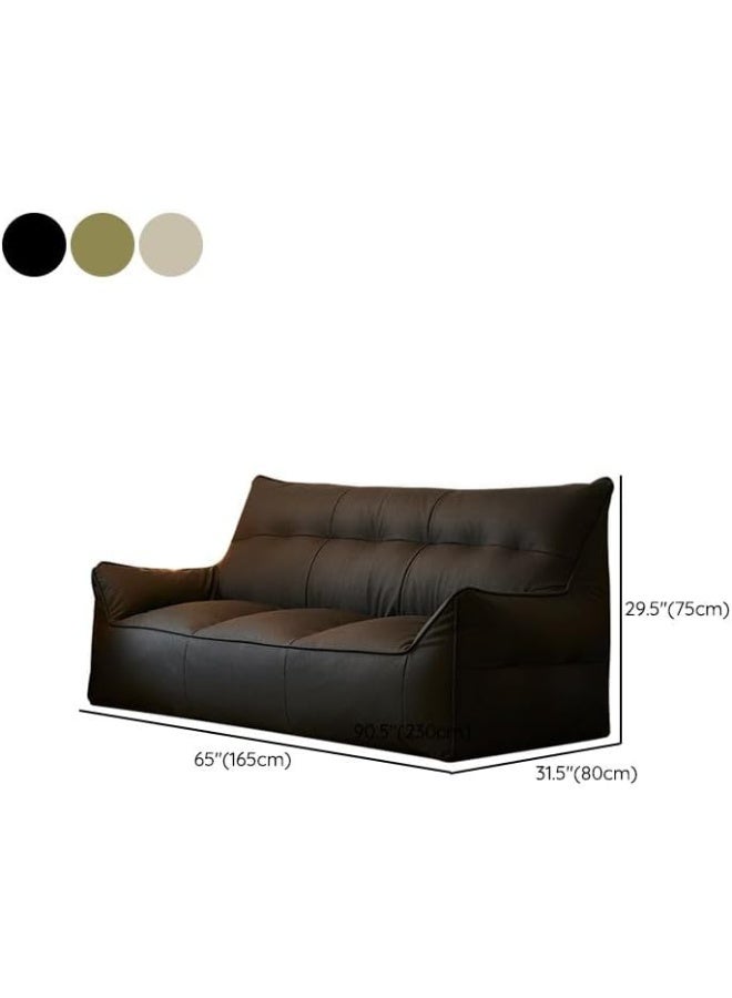Ripple FURNITURE UAE Homes Modern 3-Seater Leather Sofa, Tufted Upholstery, Living Room Couch, Black - Image 2