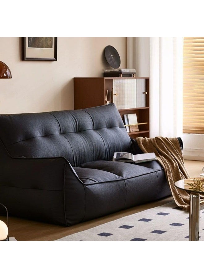 Ripple FURNITURE UAE Homes Modern 3-Seater Leather Sofa, Tufted Upholstery, Living Room Couch, Black - Image 3