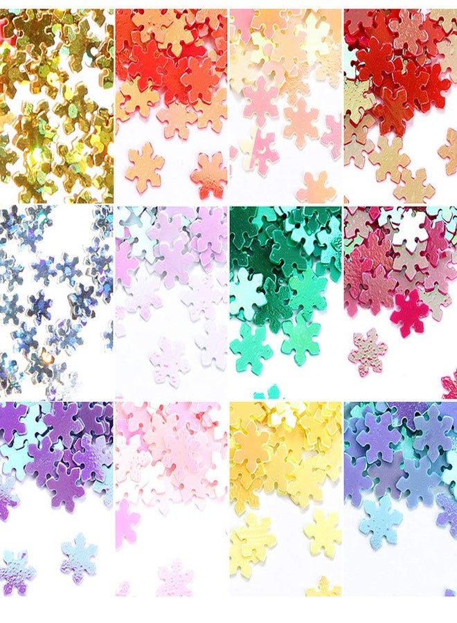 يس ليدي فن تزيين الأظافر، رقاقات ثلجية لامعة، ترتر ثلاثي الأبعاد، رقائق زهور عيد الميلاد، 12 لونًا - Image 3