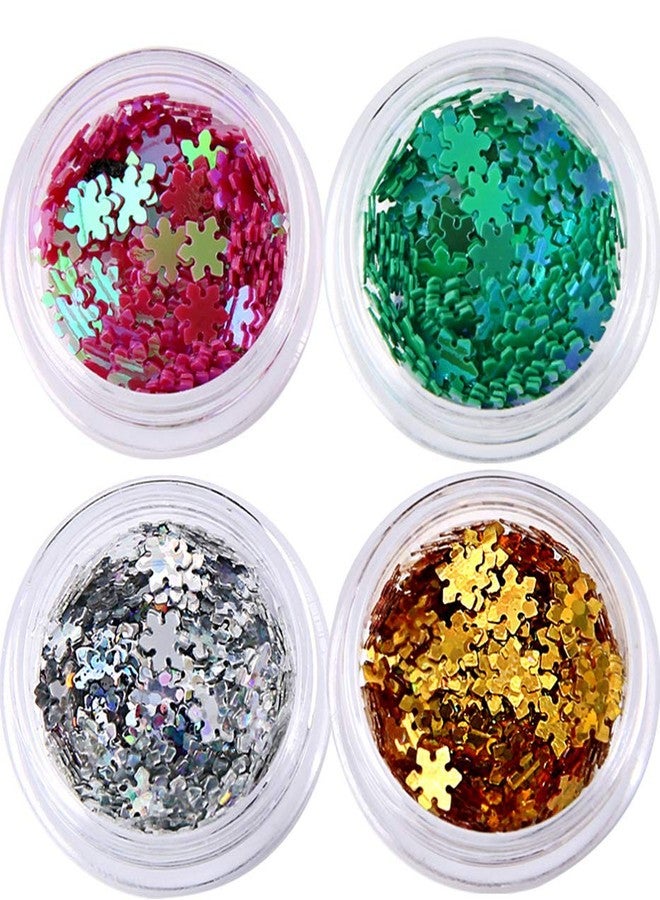 يس ليدي فن تزيين الأظافر، رقاقات ثلجية لامعة، ترتر ثلاثي الأبعاد، رقائق زهور عيد الميلاد، 12 لونًا - Image 5
