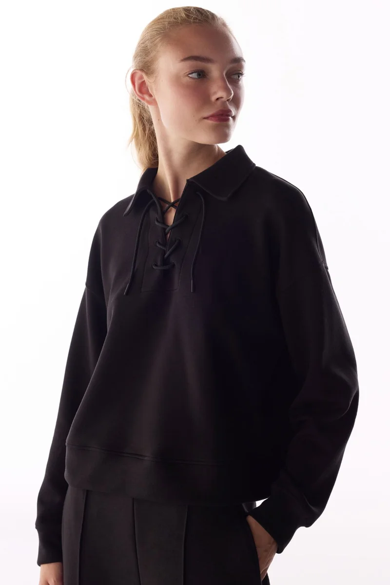 بنتي PENTI Silky Touch Laced Long Sleeve Sweatshirt