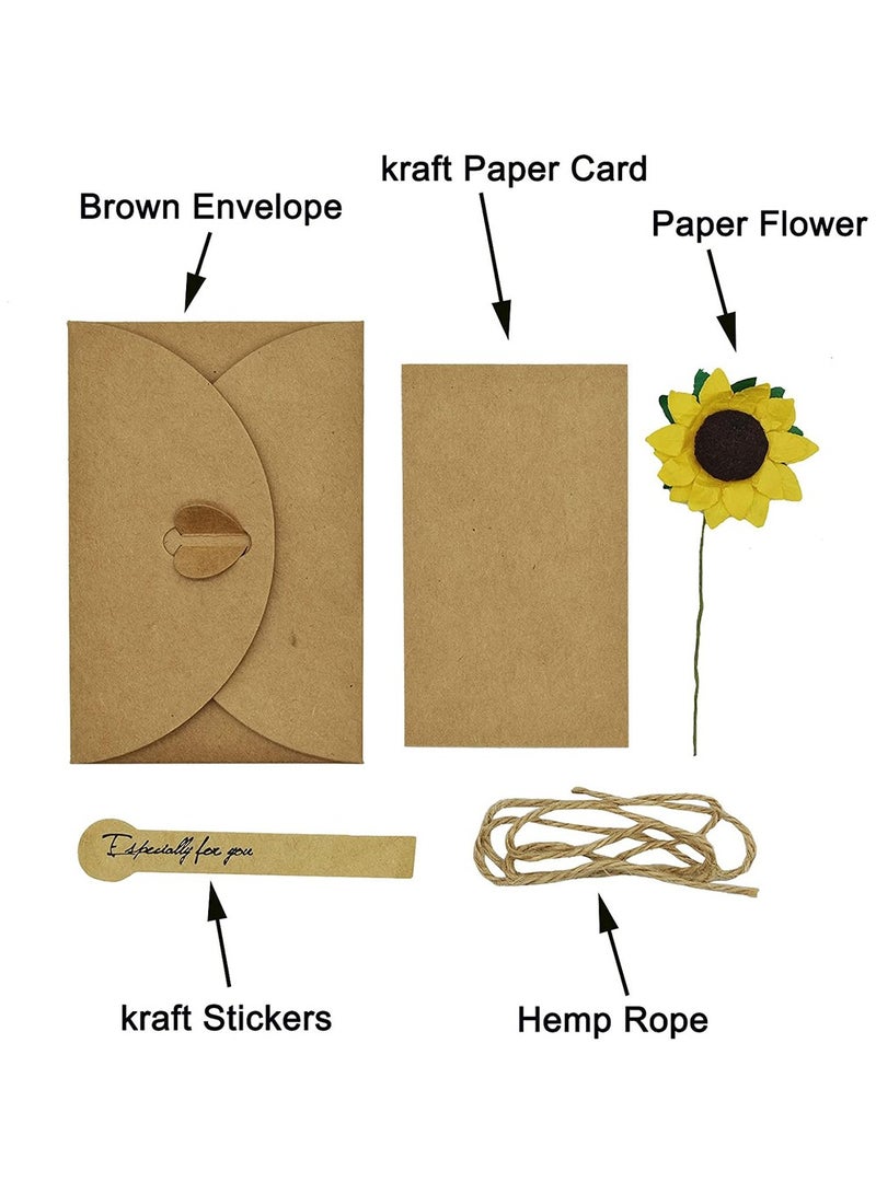 Generic 16 Packs Dried Flowers Greeting Card with Envelopes,Brown Retro Kraft Holiday Gift Card,DIY Invitation Wish Card Note Card Thank You Card for Birthday ﻿  - Image 5