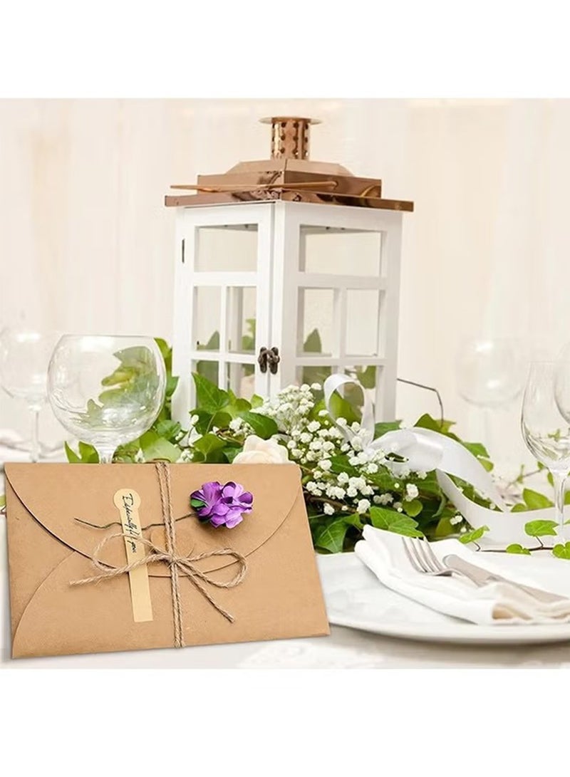 Generic 16 Packs Dried Flowers Greeting Card with Envelopes,Brown Retro Kraft Holiday Gift Card,DIY Invitation Wish Card Note Card Thank You Card for Birthday ﻿  - Image 4
