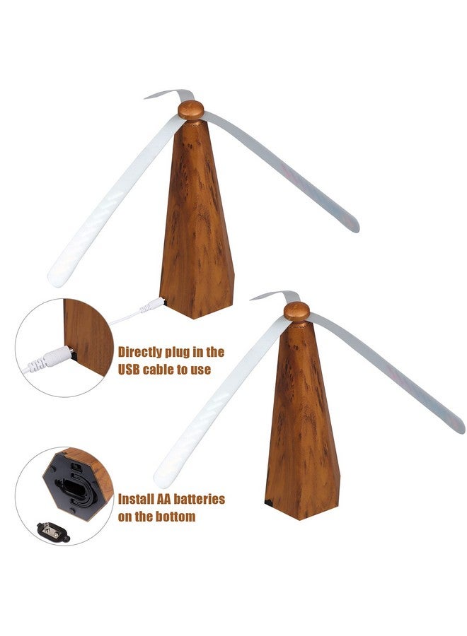 PIAOPIAONIU 3 PCS Fly Fan for Tables Fan Fly Portable Wood Grain Table Fan,for Outdoor - Image 4