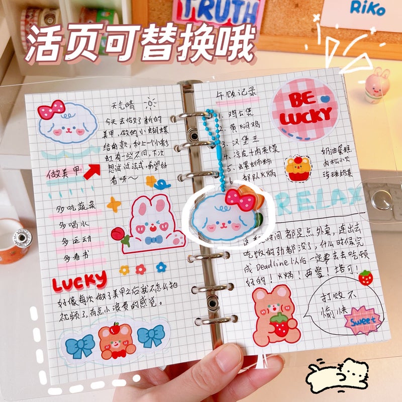 Cute Girl Heart Hand Book Suit Material Gift Bag High Color Value Loose-Leaf Coil Book Student Girl Notebook - Image 5
