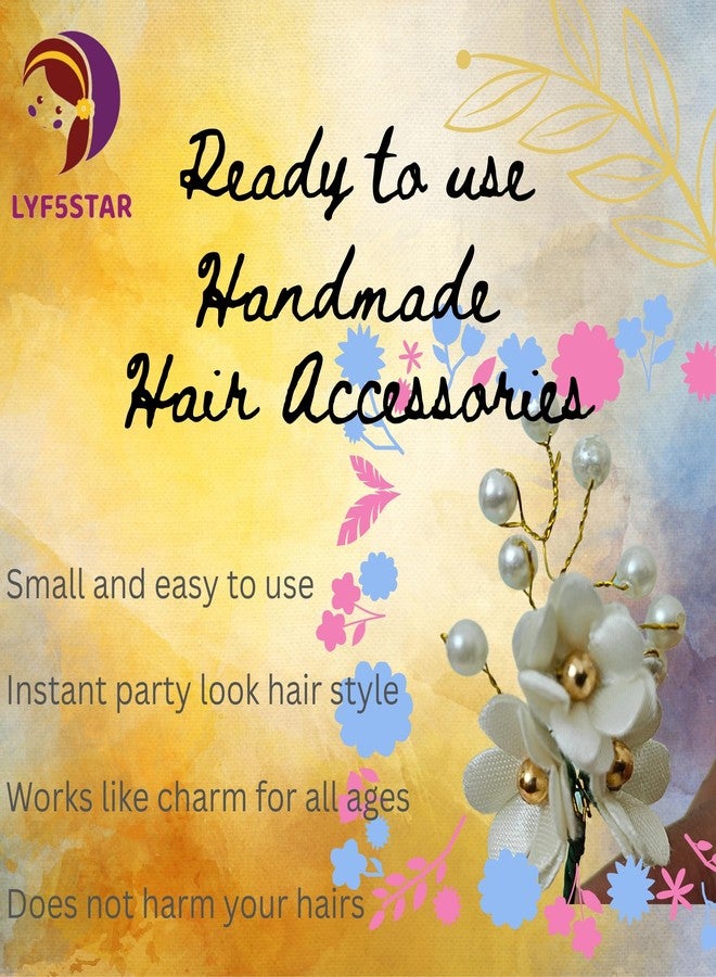 LYF5STAR White Flower Elegant Floral Hair Accessory for Women - Artificial Small Flowers & Pearls, Hair Clip for Weddings, Festivals, and Special Occasions - pack of 8 - Image 4