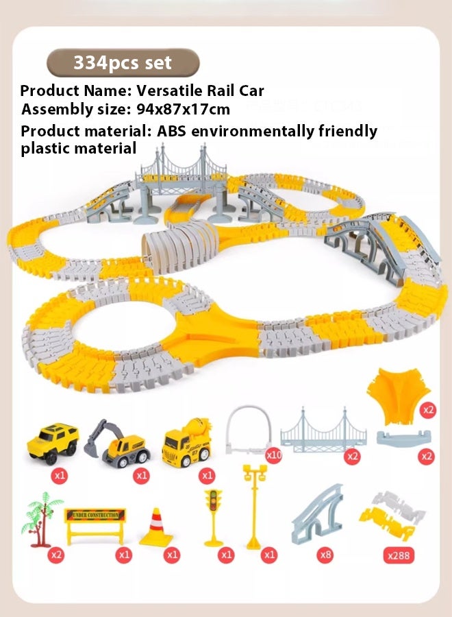 Beauenty DIY kids 324 PCS Children's electric track car toys,Construction Race Tracks Toy,Engineering car rail car set,Little train, children's toy, electric car,electric engineering car changeable DIY assem - Image 2
