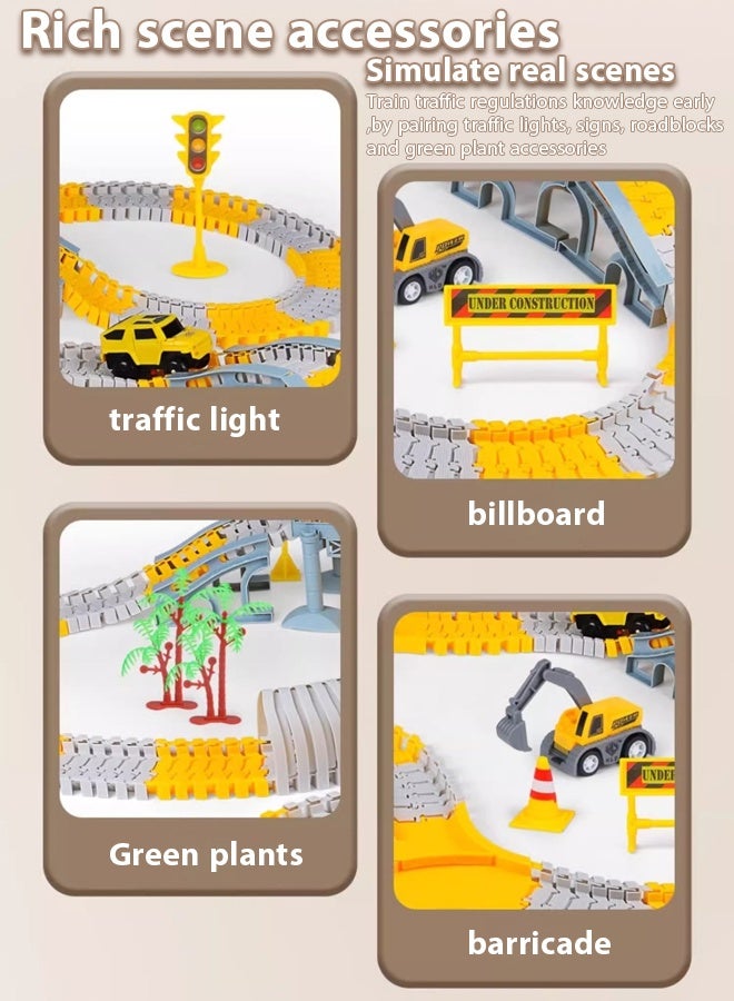 Beauenty DIY kids 324 PCS Children's electric track car toys,Construction Race Tracks Toy,Engineering car rail car set,Little train, children's toy, electric car,electric engineering car changeable DIY assem - Image 4