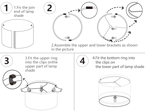 GO&SO White Linen lampshades Large Drum Lamp Shade 16" Top x 16" Bottom x 12" High (Spider) Modern Lamp Shade for Table&Floor Lamp - Lampshades Replacement By GO&SO Assembly Required - Image 3