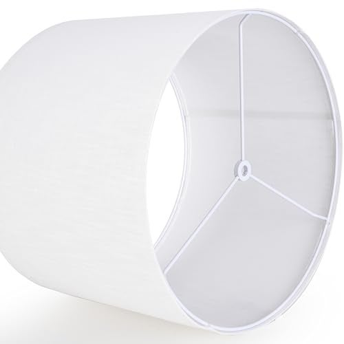 GO&SO White Linen lampshades Large Drum Lamp Shade 16" Top x 16" Bottom x 12" High (Spider) Modern Lamp Shade for Table&Floor Lamp - Lampshades Replacement By GO&SO Assembly Required - Image 4