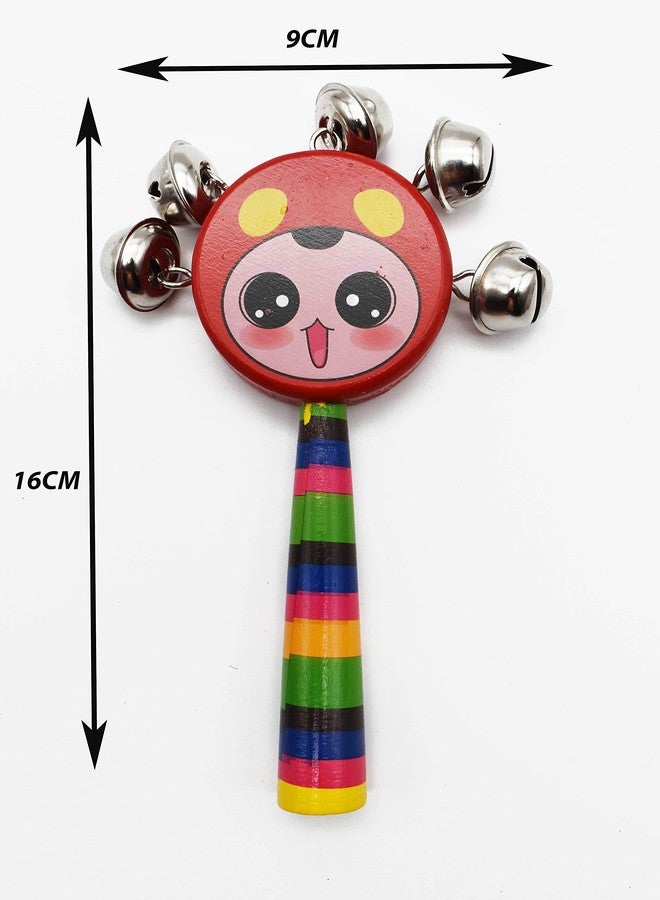 Justhandmade Wooden Ghirgitley (Round) Bell Toy for Kids (Green Red) - Image 3