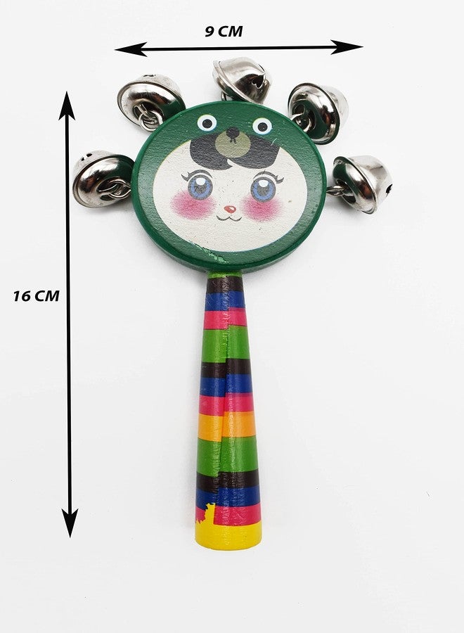 Justhandmade Wooden Ghirgitley (Round) Bell Toy for Kids (Green Red) - Image 4