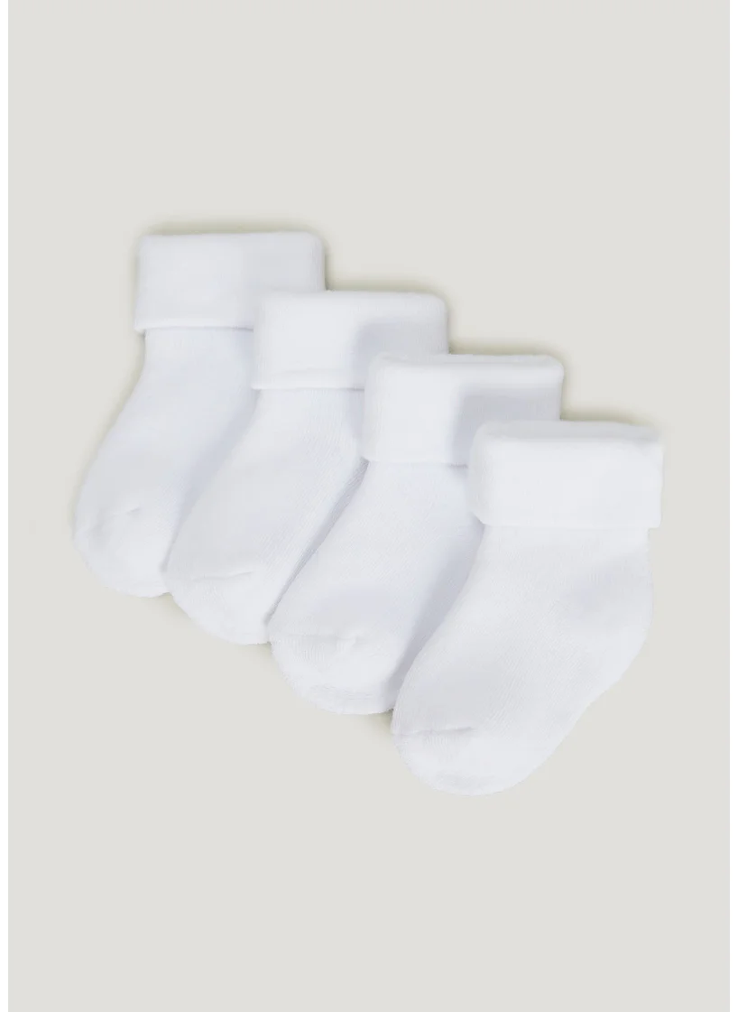 Matalan 4 Pack White Terry Tot Baby Socks