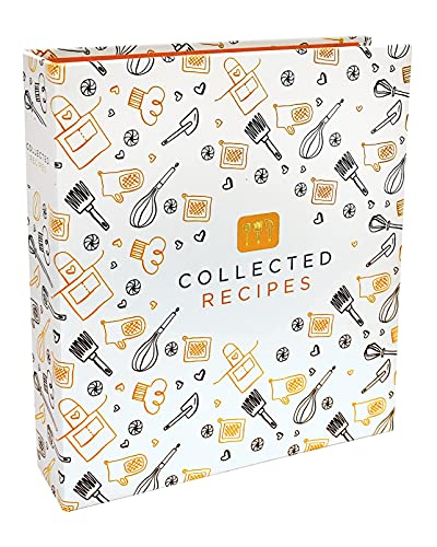 Better Kitchen Products Recipe Binder, 8.5" x 9.5" 3 Ring Binder Organizer Set (with 50 Page Protectors, 100 4" x 6" Recipe Cards & 12 Category Divider Tabs) Black & Gold Montage Design - Image 1