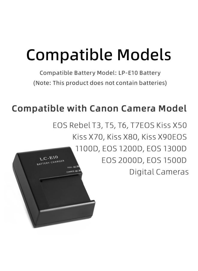 general LC-E10 LC-E10C Charger for LP-E10 Camera Battery Compatible with Canon EOS Rebel T3 T5 T6 T7 T100 X50 X70 X80 X90 1100D 1200D 1300D 1500D 4000D Digital Cameras - Image 2