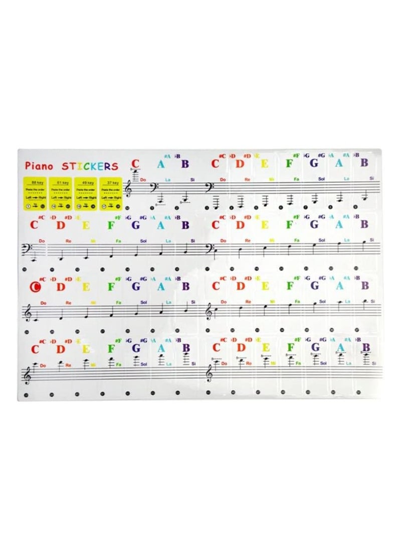SOLDOUT Transparent Detachable Removable Music Decal Notes Color Piano Keyboard Stickers for 37/49/61/88 Key Keyboards Spectrum Sticker  - Image 2