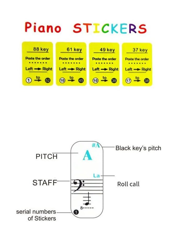 SOLDOUT Transparent Detachable Removable Music Decal Notes Color Piano Keyboard Stickers for 37/49/61/88 Key Keyboards Spectrum Sticker  - Image 3