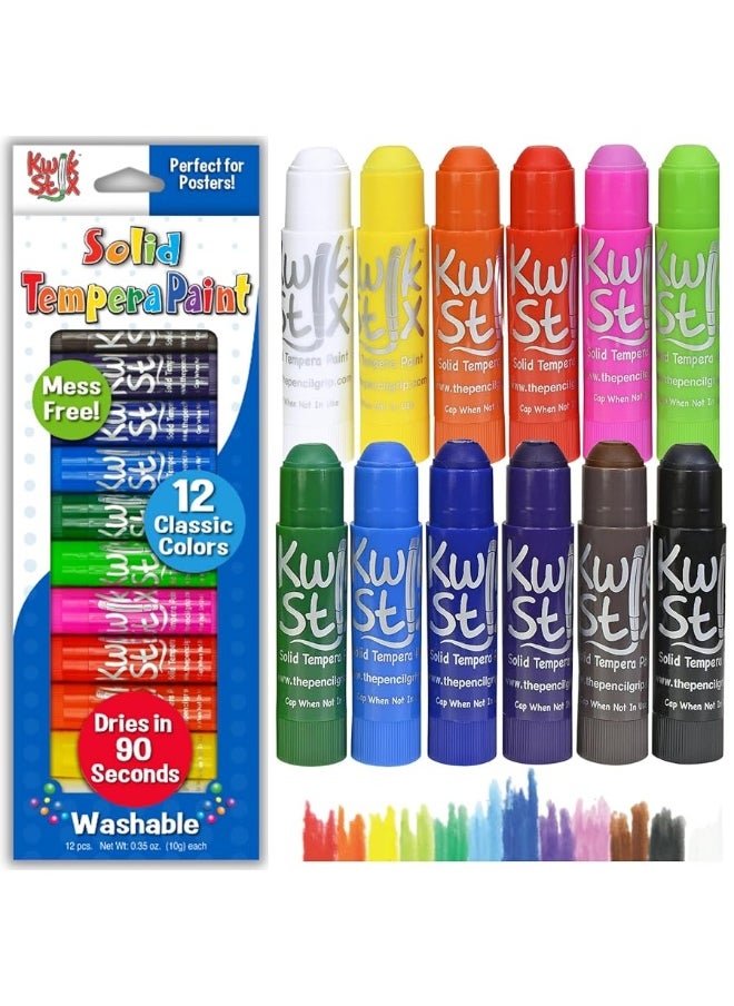 The Pencil Grip Kwik Stix Solid Tempera Paint Sticks, 12 Colors, Washable Paint Sticks for Kids, Super Quick Drying, Non-Toxic, Allergen Free, Paint Sticks in Classic Rainbow Colors, Paint for Kids and Toddlers  - Image 2