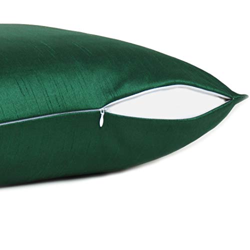 Oussum Cushion Cover Silk Dupion Cushion Case Solid Throw Pillow Covers Soft Pillows Case for Sofa Home Decor 18”X18” (Green) - Image 5