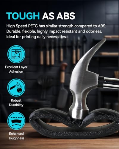 SUNLU High Speed PETG 3D Filament 1.75mm, 30mm/s - 600mm/s Print Range, High Flow Speedy 3D Printer Filament, Fit Most FDM Printers, Bambu Labs Printer etc, 1kg Spool, (Black) - Image 4