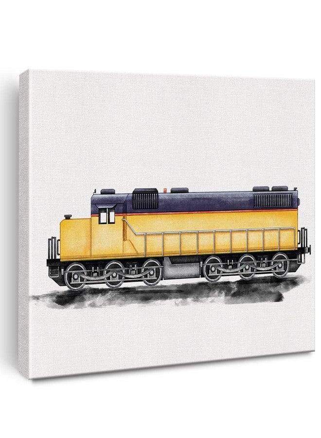 Nvhai Diesel Locomotive Canvas Wall Art Watercolor Transportation Train Canvas Painting Prints for Home Boys Bedroom Wall Decor Framed Artwork Gifts (12x15 Inch) - Image 1