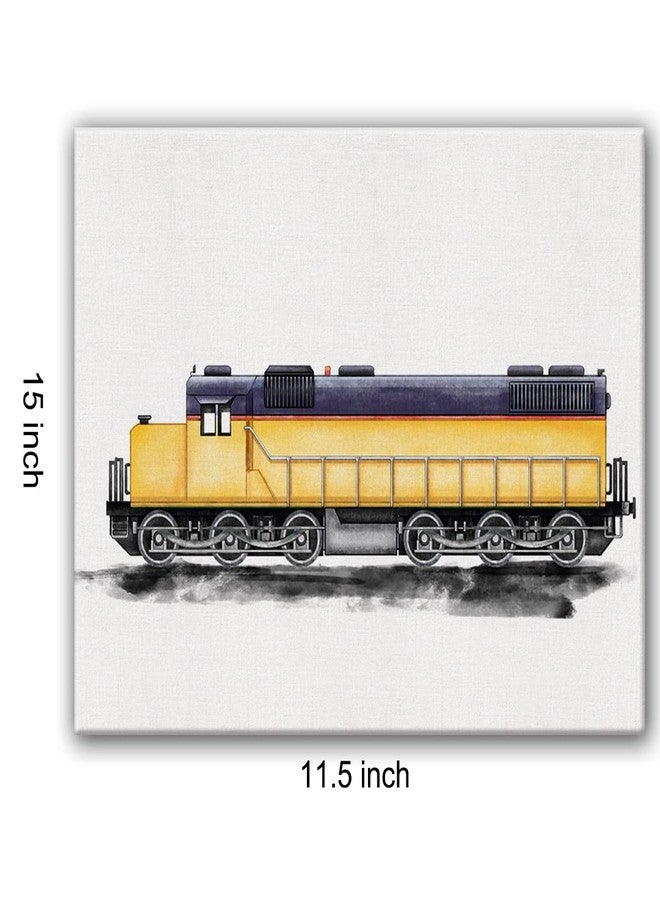Nvhai Diesel Locomotive Canvas Wall Art Watercolor Transportation Train Canvas Painting Prints for Home Boys Bedroom Wall Decor Framed Artwork Gifts (12x15 Inch) - Image 2