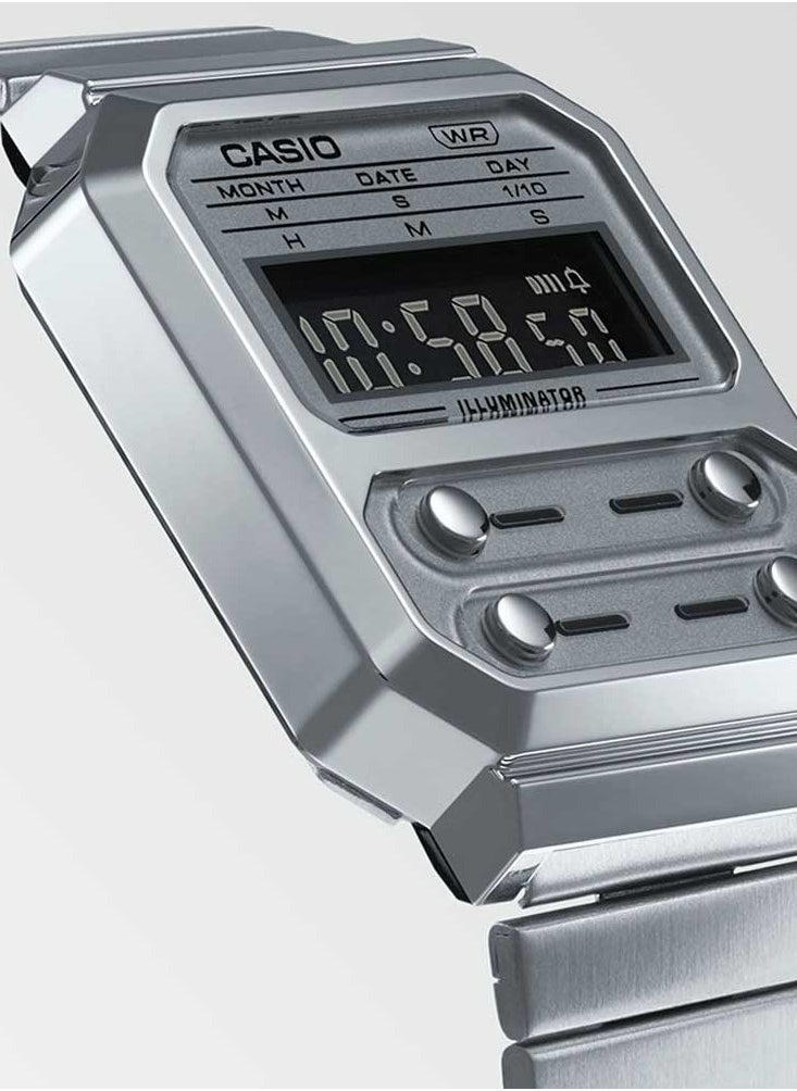 CASIO - Vintage Monochromatic Youth Digital Watch A-100WE-1B - Image 1