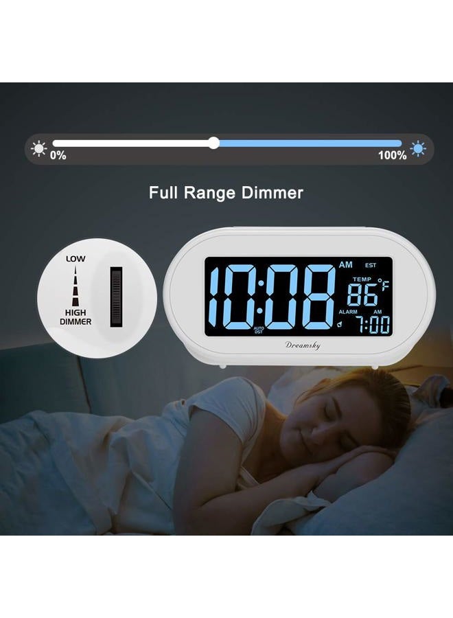 DreamSky Alarm Clocks for Bedrooms, Auto Set Digital Desk Clock for Bedside Nightstand, Electric Clock with Dimmable Brightness Dimmer, Auto DST, USB Port, Date, Temperature, Snooze - Image 3