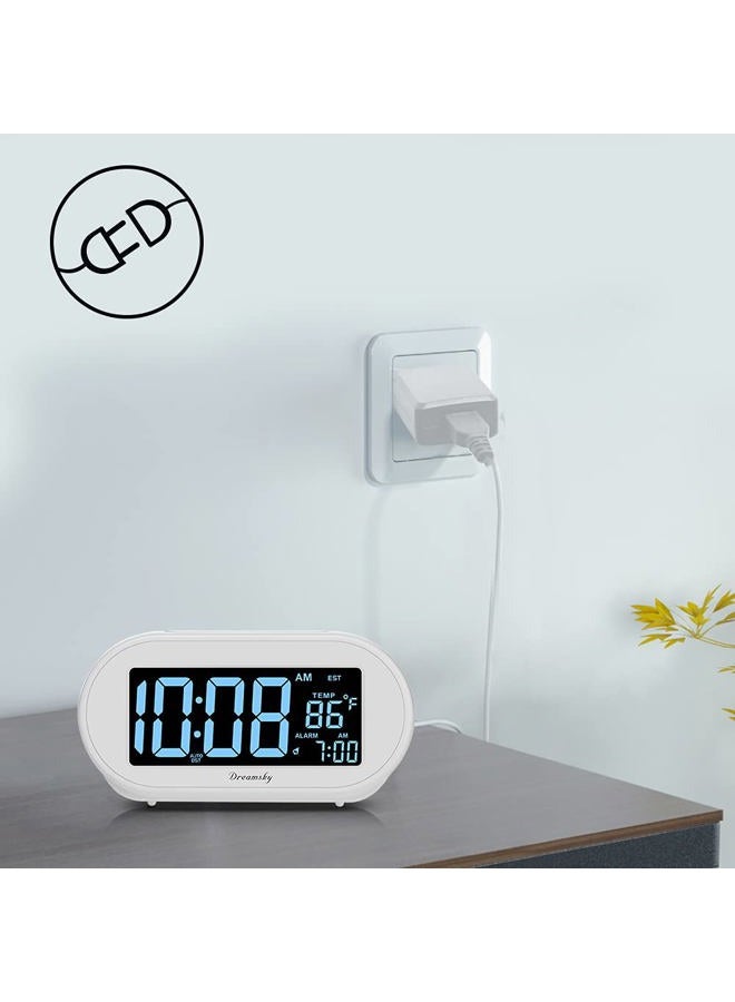 DreamSky Alarm Clocks for Bedrooms, Auto Set Digital Desk Clock for Bedside Nightstand, Electric Clock with Dimmable Brightness Dimmer, Auto DST, USB Port, Date, Temperature, Snooze - Image 4
