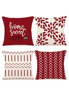 Mordely Pillow Covers Set of 4 18X18 inch Linen Farmhouse Home Decor Square Geometric Abstract Accent Pillow Cover Decorative Cushion Modern Outdoor Indoor Throw Pillow Case for Couch Sofa Chair  - Image 1