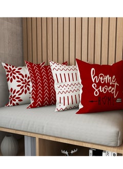 Mordely Pillow Covers Set of 4 18X18 inch Linen Farmhouse Home Decor Square Geometric Abstract Accent Pillow Cover Decorative Cushion Modern Outdoor Indoor Throw Pillow Case for Couch Sofa Chair  - Image 4