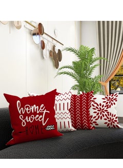 Mordely Pillow Covers Set of 4 18X18 inch Linen Farmhouse Home Decor Square Geometric Abstract Accent Pillow Cover Decorative Cushion Modern Outdoor Indoor Throw Pillow Case for Couch Sofa Chair  - Image 5
