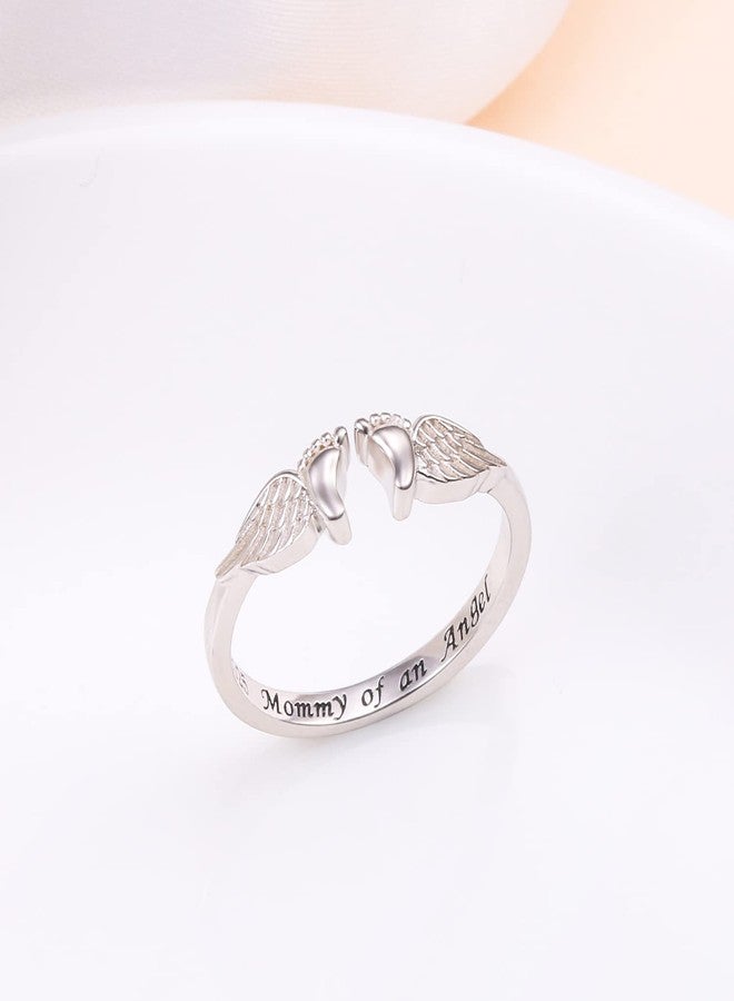 Yearace Miscarriage Gifts for Mothers 925 Sterling Silver Miscarriage Ring/Miscarriage Necklace Loss Mommy of an Angel Memorial Jewelry Sympathy Gift for Women Mother Mom Size 6 - Image 3