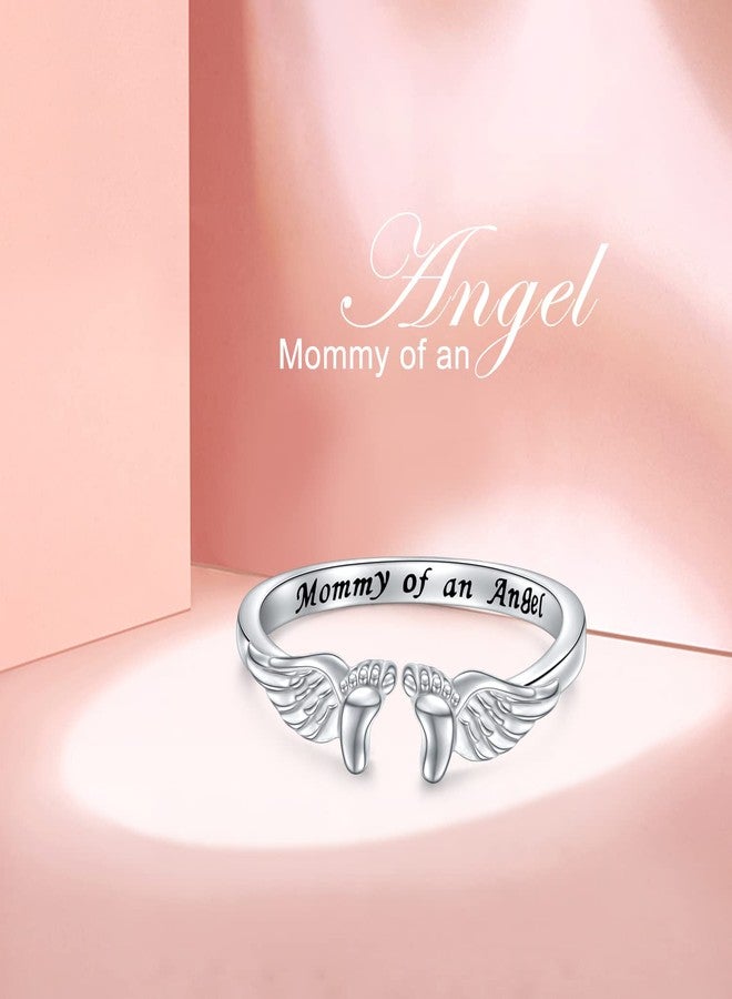 Yearace Miscarriage Gifts for Mothers 925 Sterling Silver Miscarriage Ring/Miscarriage Necklace Loss Mommy of an Angel Memorial Jewelry Sympathy Gift for Women Mother Mom Size 6 - Image 5