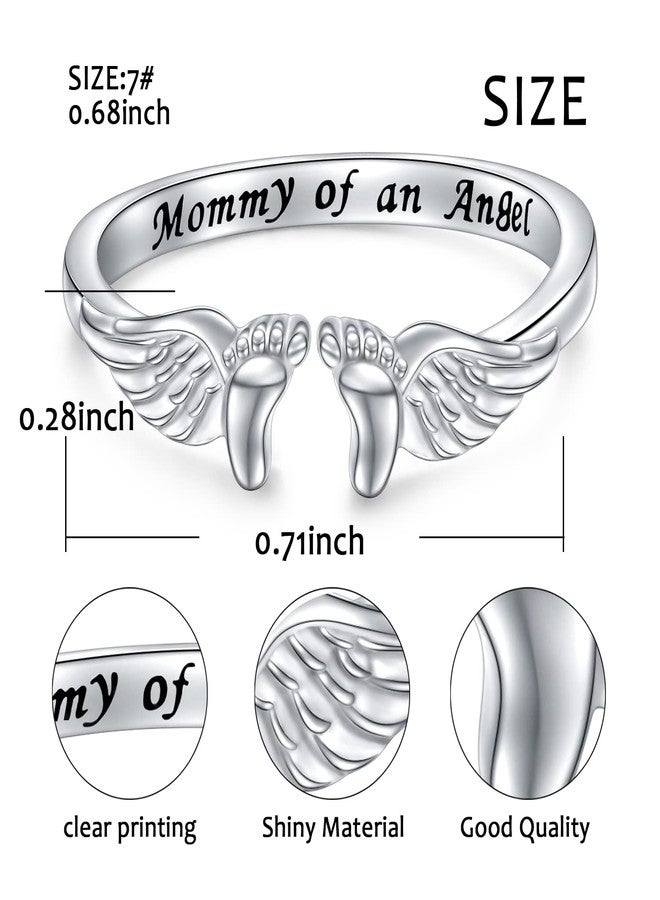 Yearace Miscarriage Gifts for Mothers 925 Sterling Silver Miscarriage Ring/Miscarriage Necklace Loss Mommy of an Angel Memorial Jewelry Sympathy Gift for Women Mother Mom Size 6 - Image 2