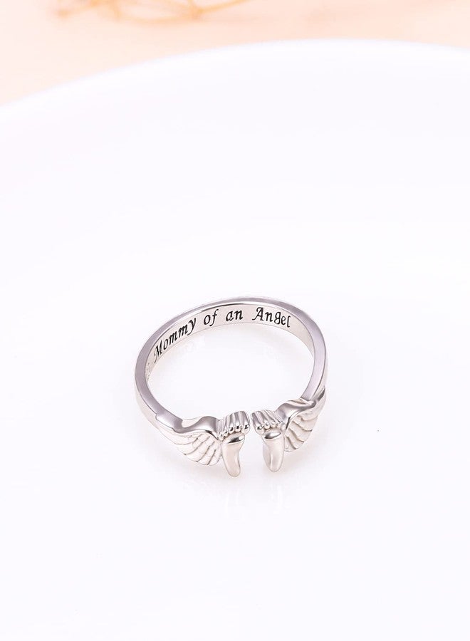 Yearace Miscarriage Gifts for Mothers 925 Sterling Silver Miscarriage Ring/Miscarriage Necklace Loss Mommy of an Angel Memorial Jewelry Sympathy Gift for Women Mother Mom Size 6 - Image 4