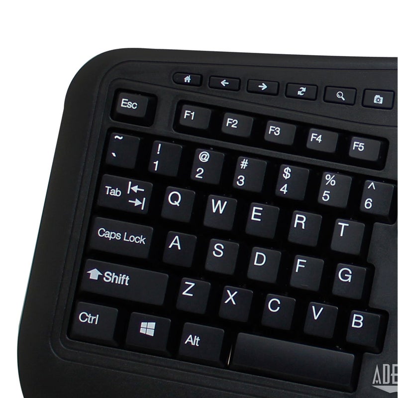 Adesso WKB-1500GB - Wireless Ergonomic Desktop Keyboard and Laser Mouse with Split Keys Design and Palm Rest for Comfort, Long Battery Life, Nano Receiver - Compatible for PC & Windows XP/7/8/10,Black - Image 3