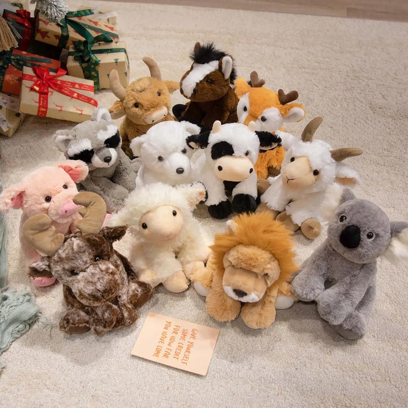 Y&D Adorable Stuffed Animal Toys – Cozy Plush Pig, Lion, Cow, Bear & Horse – Soft Cuddly Zoo Animals Perfect as Christmas Gifts for Kids and Toddlers - Image 2