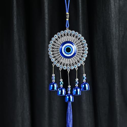 Hindcraft 5 Bells Wind Chimes for Positive Energy & Protection | Evil Eye Hanging Décor for Home, Balcony & Office | Wind Charm for Good Luck & Living Room Décor - Image 4