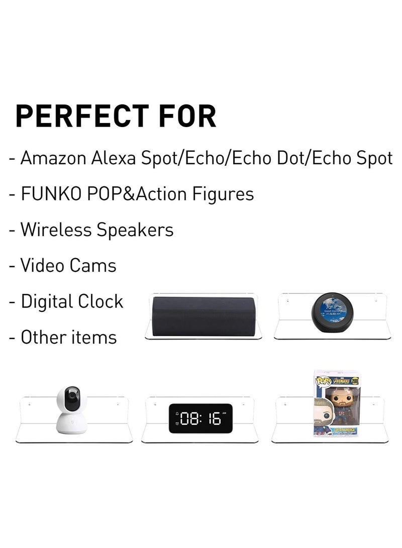 TPGP Floating Shelves Set of 2 with Cable Clips - Easily Expand Wall Space - Acrylic Small Wall Shelf for Bedroom, Bathroom, Gaming Room, Living Room, Office - Clear - Image 3