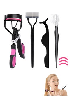 Beyond 4 Pcs Eyelash Tools, Eyelash Curlers Eyebrow Brush Kit (Black+Pink)  - Image 1