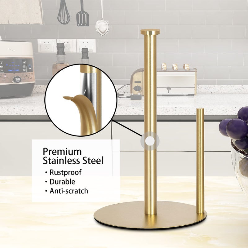 OBODING Gold Countertop Paper Towel Holder, Stainless Steel, Modern Kitchen and Bathroom Organization - Image 5