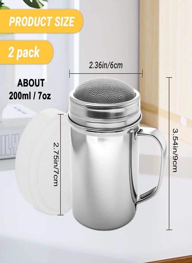 Gallipower 2Pack Powdered Sugar Shaker Jars,Fine Mesh Powder Cinnamon Seasoning Shaker Jar With Handle Lid,Stainless Steel Sieve Digging Shaker Dusters For Powdered Sugar Cinnamon Pepper Coffee Powder - Image 2