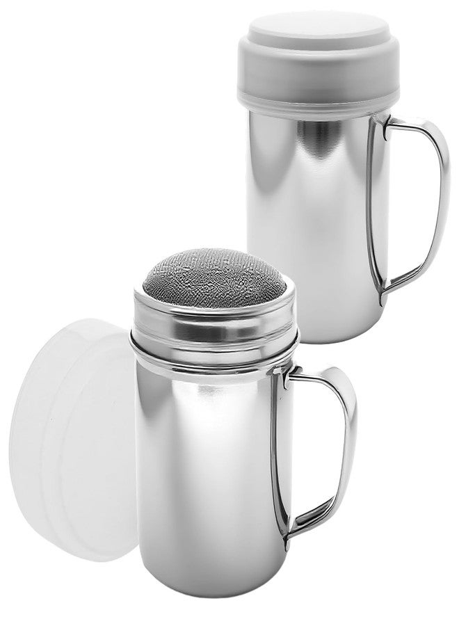 Gallipower 2Pack Powdered Sugar Shaker Jars,Fine Mesh Powder Cinnamon Seasoning Shaker Jar With Handle Lid,Stainless Steel Sieve Digging Shaker Dusters For Powdered Sugar Cinnamon Pepper Coffee Powder - Image 1