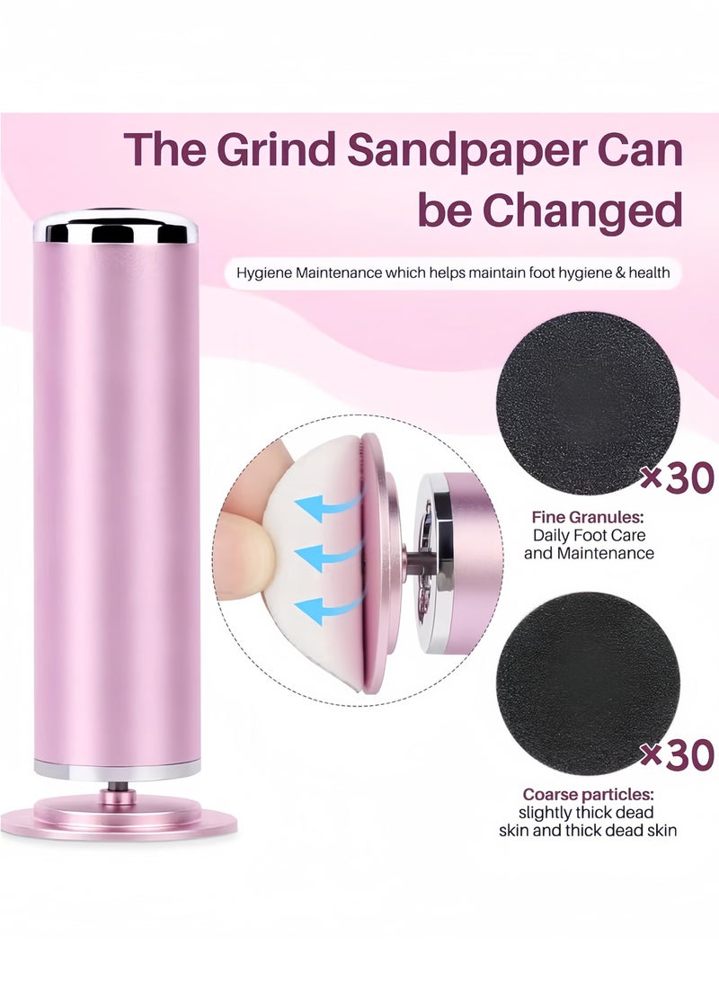 Electric Foot File Remover Callus: Profesional Pedicure Tool for Callus Remover - Adjustable Speed Feet File Grinder with 60 Pcs Replacement Sandpaper Disk for Skin and Callusesï¼Sandpaper Disk for Home Spa Salon(Pink) - Image 5
