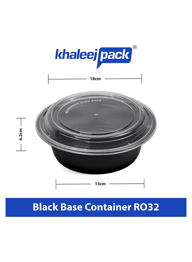 Khaleej Pack 32 oz-10 Pcs Black-Base clear Microwave container with lids - round  Disposable food storage container with lids - Image 2