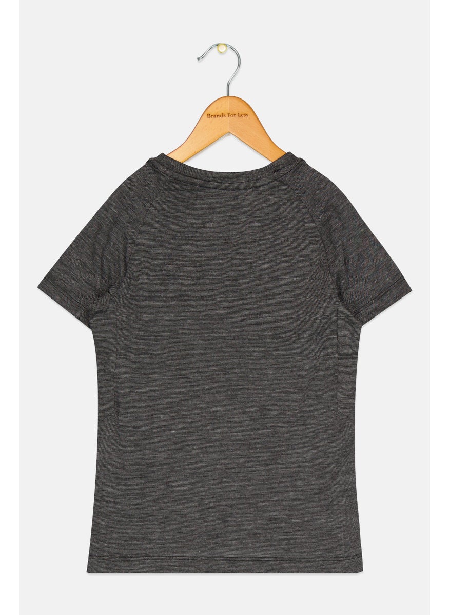 KINETICS Kids Boy Crew Neck Short Sleeve Heather T Shirt, Black  - Image 2